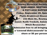 Rowley Historical Society Pot Luck Supper